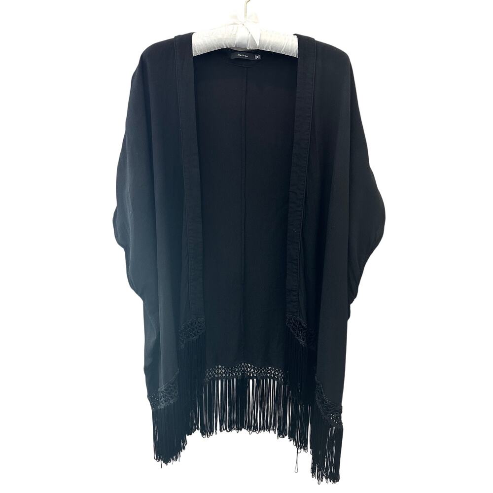 ARITZIA Talula Black Fringe Kimono Cardigan Boho Festival Duster Cover Up XXS/XS
